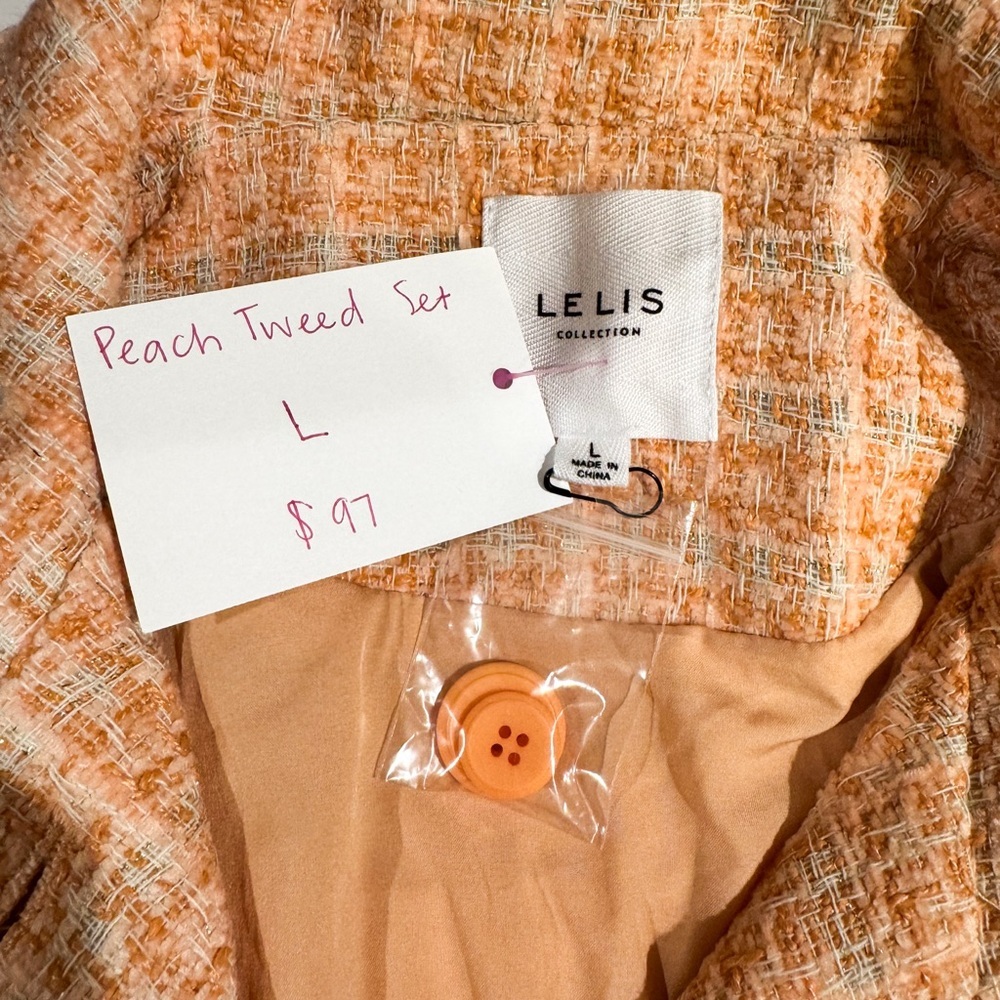 LE LIS peach tweed skirt and blazer NWT - Picture 4 of 8